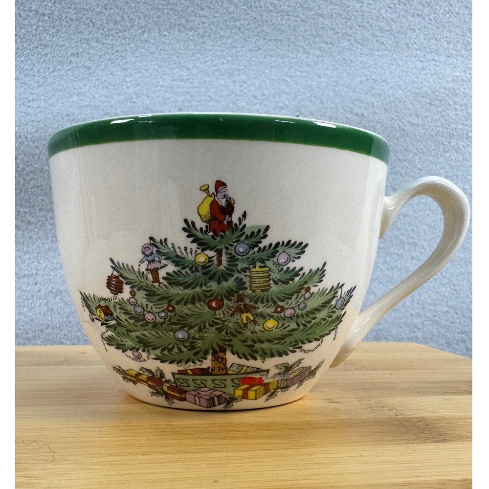 Christmas Tree Replacement Spode Tea Cup England‎ S3324-A0 Ivory Green Rim 1996